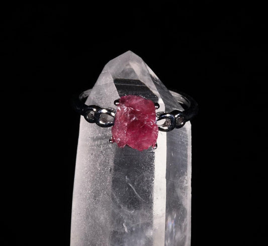 Raw Pink Tourmaline Adjustable Ring